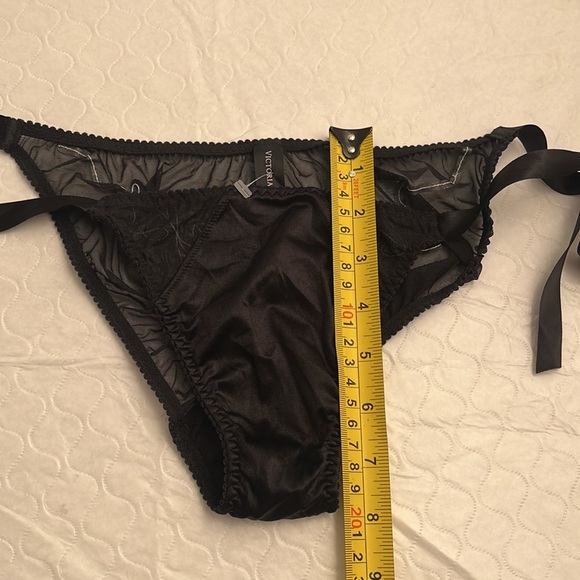 Victoria’s Secret black satin and mesh tie-side unwrap me black panty - Picture 7 of 9
